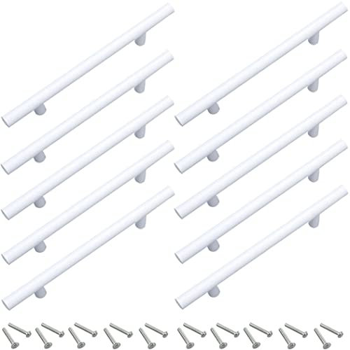 ZESLIV Tiradores para muebles (10 unidades, acero inoxidable, distancia entre orificios de 128 mm, tiradores para cajones, cajones, cajones, tiradores de barra, tiradores de cocina, tiradores de