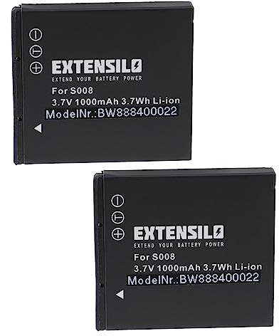 EXTENSILO 2X Akku kompatibel mit Panasonic SDR-S7E | SDR-S7EG-K, SDR-S7, SDR-S26, SDR-S7EG-S, SDR-S9 Kamera (1000 mAh, 3,7 V, Li-Ion)