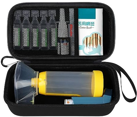 Elonbo Tragetasche ​ Für Asthma-Inhalator, Inhalator Spacer für Kinder und Erwachsene, Masken, Inhalator Halter Asthma Travel Organize Tasche, Schwarz (nur Fall)