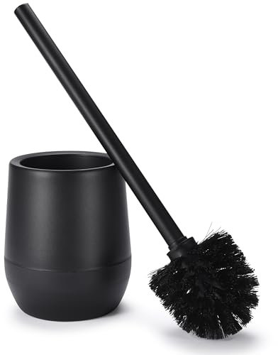 Silicon Brush Bamodi Toilettenbürste mit Halter – freistehende Schwarze Toilettenbürste mit langem Griff und steifen Borsten für gründliche und einfache Reinigung – ideal für Badezimmer und Gäste-WC