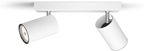 Philips myLiving Kosipo 2-er Deckenspots (2 x 5,5 W), elegante Deckenleuchte mit 2 flexiblen Spots, GU10 Leuchte ohne Leuchtmittel, weiß