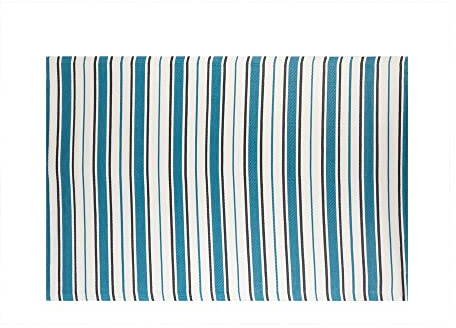 LOLAhome Alfombra jardín Rayas Milos Azul 140x200 cm