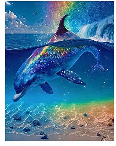 DCIDBEI 3D AI Diamond Painting Delfin 40x50 cm Stickbilder Erwachsene Delfin Malen nach Zahlen Delfin Diamant Malerei Delfine Stickbilder Delfine Diamond Painting Erwachsene Landschaften