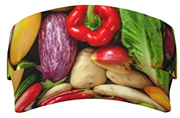 AMACAY Frisches Obst und Gemüse Sport Sonnenblende Hüte Leere Top Baseball Kappe Outdoor Verstellbare Sonnenblende Kappen für Damen und Herren, Schwarz , One size