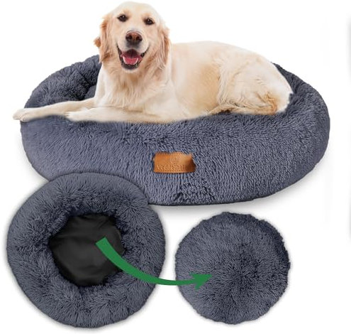 Veddelholzer Ø 70 cm M Dunkelgrau Hundebett Katzenbett Hundekissen Hundebetten in Mehreren Größen Hundebett große mittelgroße kleine Hunde waschbar in hellgrau und dunkelgrau für alle Hunde & Katzen