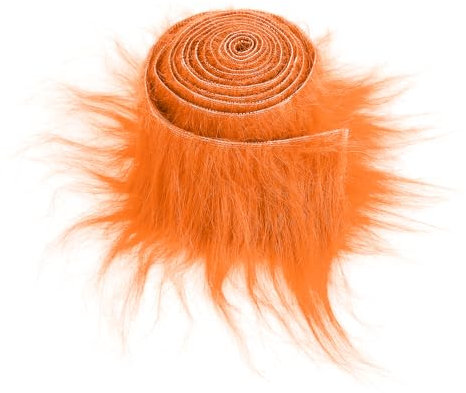 Lusofie Zotteliger Plüsch-Kunstfell-Stoff, vorgeschnittene Streifen, 5,1x 152,4 cm, orangefarbenes Fell, flauschig, flauschig, Bastelfell für Zwerge, Bart, Weihnachtsmann, Haare, Zwe