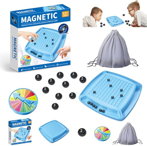 Magnetisches Schachspiel,Kampfschach mit Magnetisch,Magnetisches Stein-Brettspiel,Tisch-Magnetspiel,Magnetisches Kinderschachspielzeug,Tragbares Schachbrett-Party Für Familientreffen.
