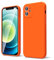 oakxco for iPhone 12 Case Liquid Silicone, Fluorescent Bright Solid Color, Soft Rubber Gel Elegant Aesthetic Cover, Thin Slim TPU Matte Plain Smooth Case for Women Girl Cute, Neon Orange