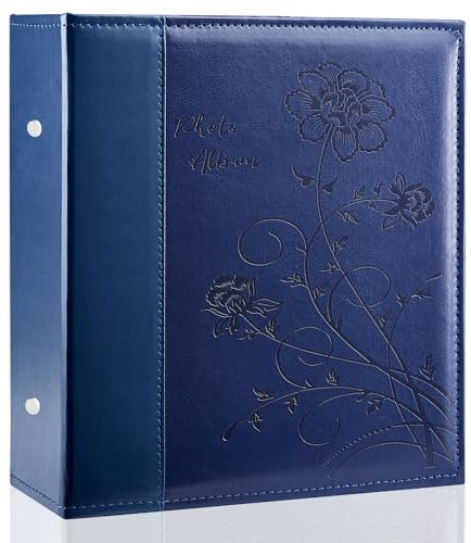 Miaikoe Fotoalbum 10x15 400 Fotos Slip in, große Kapazität Leder Cover Bilderalben hält 400 Vertikale 10x15cm Landschaftsfotos für Hochzeit Familie (Blau)