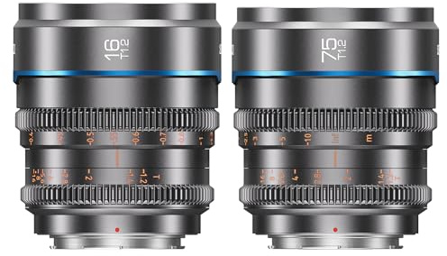 SIRUI Night Walker Cine-Objektiv T1,2 mit Manuellem Fokus Set, 16mm, 75mm, mit großer Blende und S35 Frame Prime Lens für M4/3-Mount für BMPCC4K, GH5II,GH6, Z Cam (MS-2SMG, Grau)