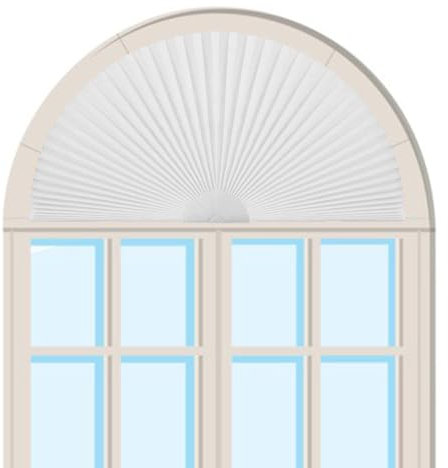 Gyrategirl Arch Window Shade Easy to Cut and Install Self Adhesive Pleated Shades Light Filtering Fabric Blinds Half Circle Room Darkening Shades Arched Window Cover for Living Room Bathroom Kitchen