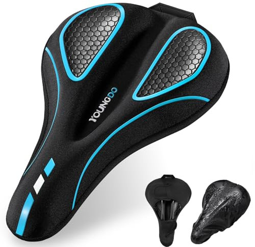 YOUNGDO Fahrradsattel Überzug, Ergonomischer Gel Sattelbezug, Fahrradsitz Polsterung, Weich und Bequem, mit Regenschutz, für Damen & Herren