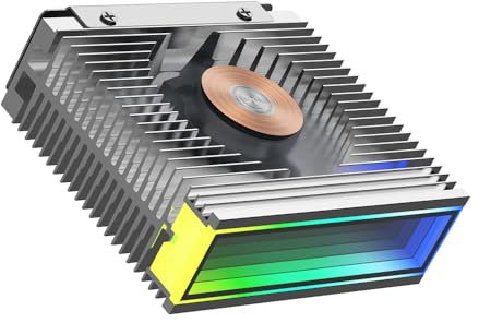 Jungle Leopard S50 M.2 2280 argb radiateur de disque dur PWM double ventilateur SSD Cooler m2 SSD Cooler 5V 3Pin adressable RGB sync SSD Cooler avec dissipateur thermique (White)