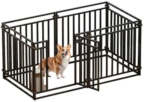 Hundebox Metall lndoor Hundezaun Extra Großer Raum Verdicktes voll Vierkantrohr Kombination Faltbare Hundebox für Alle Arten von Hunden schwarz(210 * 70 * 80cm-9pcs)