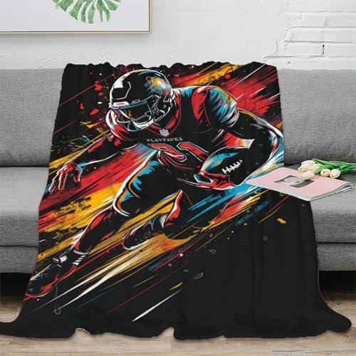 Fußball Flanell Fleecedecke Flauschig Weich Warm Plüsch Kuscheldecke 3D Drucken Mikrofaser Sofadecke Für Bett Sofa Büro Auto Reisen Camping 50x60inch(127x152cm)
