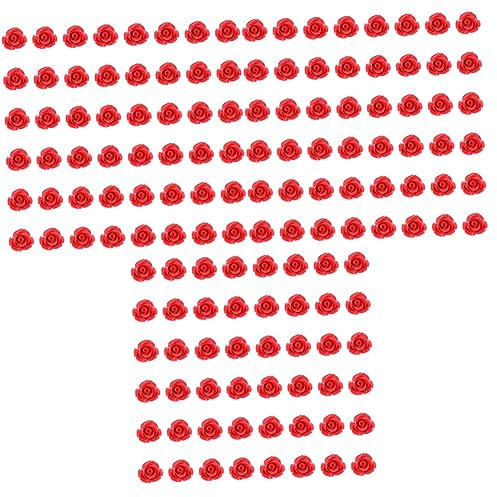 HOODANCOS 3sets Bracelet Beads Decked Accessories Color Beads Colorful Earrings Red Necklace Red Bracelets Mini Flowers Beads Red Rose Loose Beads Rose Spacer Charms Red Rose Bead 50pcs*3