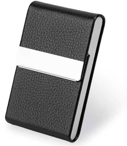 cxxtkcxxlc Visitenkartenetui in Schwarz, Business Card Holder mit Magnetverschluss, Visitenkarten Etuis aus PU-Leder, für Büro, Herren und Damen, Fasst 20 Karten
