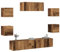 Brokky Ensemble de Meuble TV Mural 5 pcs Vieux Bois,Meuble TV,Table Basse Salon Meuble TV,Table Basse LED Couleurs