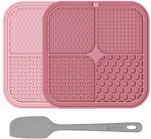 ChefAide 2 Pack Lick Mat for Dogs,Cats,Upgraded 8.5×8.5 inches Licking Mats with Suction Cups,Slow Feeder Licking Pad for Anxiety Relief and Boredom Reducer,Suitable for Dog Training Set 8