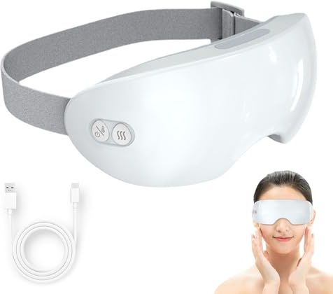 Eyerelis Steam Therapy Mask, Heizbare Dampf-Augenmaske, Augenmassagegerät mit Wärme und Kühlung, 2-Stufen einstellbare Dampfmaske, Aufladbare Augenmaske für Augenringe, Trockene Augen