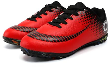 YHLLZY Boys Football Boots Kids Football Shoes Astro Turf Trainers Girls Soccer Athletics Training Shoes Teenager Outdoor Sport Shoes Red 3UK