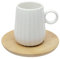 La Porcellana Bianca Set 6 tazze da caffè con righe e piattino in legno Intavola 90 ml