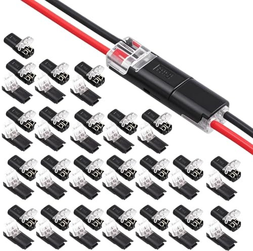 50 unidades de conectores de cable de coche resistentes al agua de 2 pines, conector rápido para coche, conector de cable enchufable, conexiones rápidas de 12 V para cable de 18 – 22 AWG