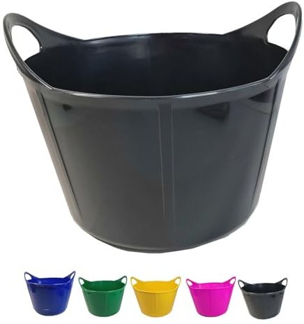 netproshop Vielseitige Flexischale 17 Liter mit Griffen - Robust und Flexibel für Stall, Haushalt usw., Farbe:Schwarz