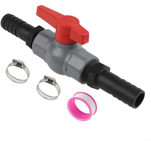 Kugelhahn mit Schlauchanschluss für 1 Zoll PVC Absperrventil für Bewässerungs- und Sanitärsysteme, Schwarz für + Rot (1 (32MM) + 25MM)