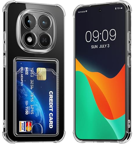 kwmobile Hülle mit Kartenfach kompatibel mit Xiaomi Redmi Note 15 Pro 5G - Handyhülle Redmi Note 15 Pro 5G mit Kartenfach - Soft Case - Schutzhülle in Transparent