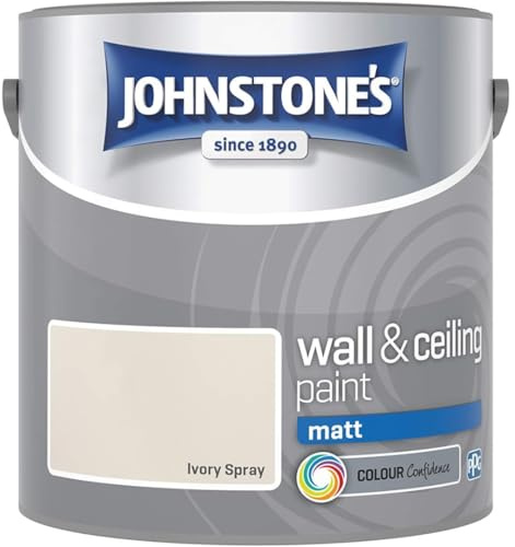 Ivory Spray Johnstone’s Wall & Ceiling Matt Paint 2.5L – Smooth Matt Finish, Excellent Coverage, Quick Dry, Low Odour Interior Paint for Walls & Ceilings