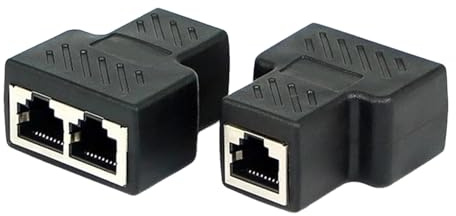 Menibeuty 2 Stück RJ45 LAN Splitter Verteiler 1 auf 2 Ethernet Steckverbinder, RJ45 Koppler Verlängerungskabel Netzwerk Verlängerungen Adapter für Cat5 Cat5e Cat6 Cat7 Cat8 Kabel