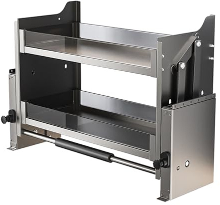 Estante desplegable, organizador de cocina de 2 niveles para armarios superiores, almacenamiento de fácil acceso para especias y utensilios, organizador de despensa para uso en la cocina