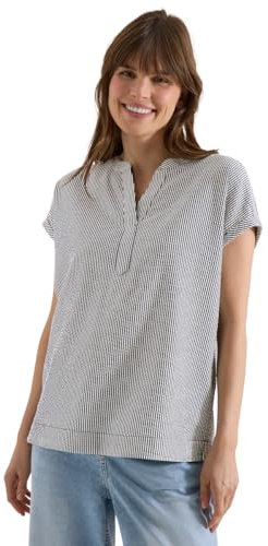 Cecil Damen Bluse mit Split Neck in Seersuckerqualität