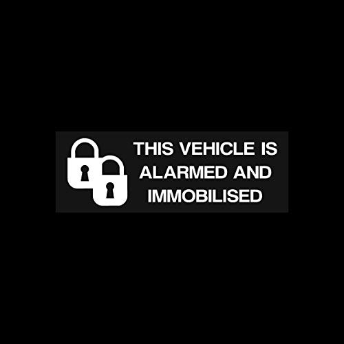 USSP&S 5x This vehicle is alarmed and immobilised - 100x35mm Window Sticker - Alarm, Security, CCTV, Car, Van, Decal