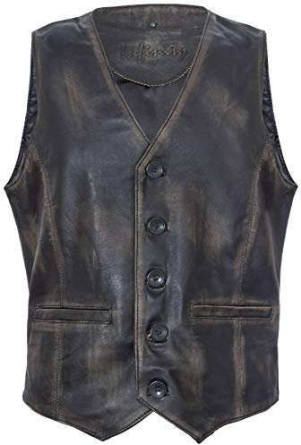 Infinity Leather Männer Ziege Wildleder Klassisch Smart Schwarze Leder Weste 5XL