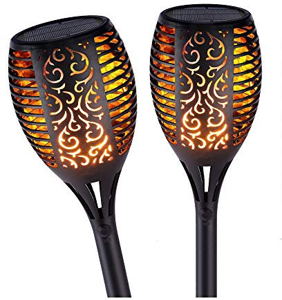 GRIFEMA DG2001, Lampe Flamme Torche Solaire pour Extérieur, Éclairage de Décoration en Vedette Auto Dusk to Dawn On/Off, 2 Paquets