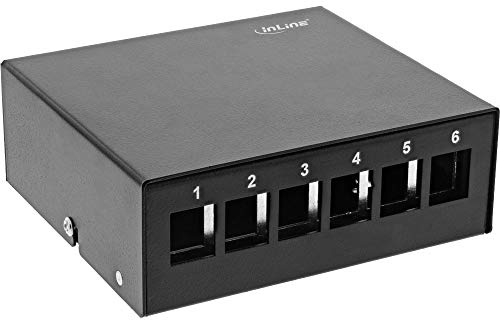 InLine® Patchfeld-Dose Aufputz für 6X Keystone RJ45, Metall, schwarz RAL9005
