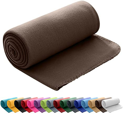 Polar Fleecedecke OekoTex 130x160 cm ca. 400g schwer mit Anti-Pilling und Kettelrand braun, weitere Farben erhältlich