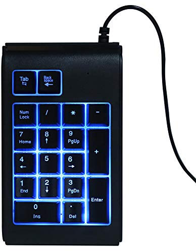 VBESTLIFE Teclado numérico retroiluminado, Teclado numérico de respiración Tricolor de sensación mecánica con Cable USB de 19 Teclas(Negro)
