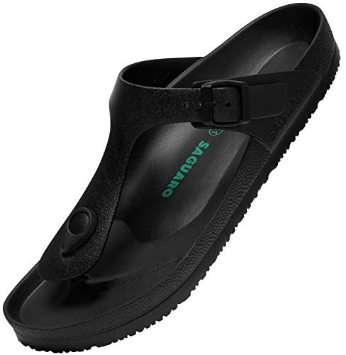 SAGUARO Chanclas para Mujer Hombre Ligero Secado Rápido Flip Flips de Playa Antideslizante Verano Zapatos de Baño Cómodo Sandalias Piscina, Slipper Negro 42