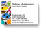 100 Visitenkarten, laminiert, 85 x 55 mm, inkl. Kartenspender - Wasserfarben Malen Hobby