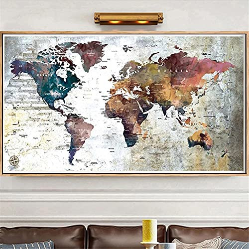 Diamond Painting Weltkarte(2) Diamant Painting Bilder Groß 30x60 cm, 5D Diamant Malerei mit Diamond Painting Zubehör Full Set, DIY Cross Stickerei Deko Wohnzimmer Schlafzimmer Büro Eingang Wand