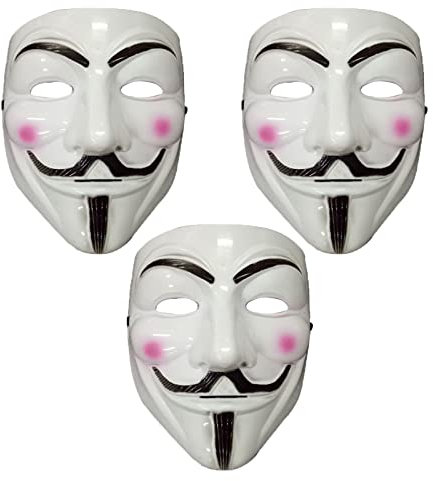 NIWWIN 3 piezas Máscaras para adultos, máscara de Halloween, V For Vendetta Masks, disfraz de cosplay de Halloween ,accesorios de cubierta facial para fiesta rave