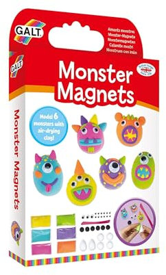 Galt Monster Magnets - Air Drying Clay Modelling Craft Kit for Kids -Easy to Use and Mess Free Childrens Arts and Crafts for Boys and Girls -Make 6 Fun and Colourful Fridge Magnets - Ages 6 Years Plus