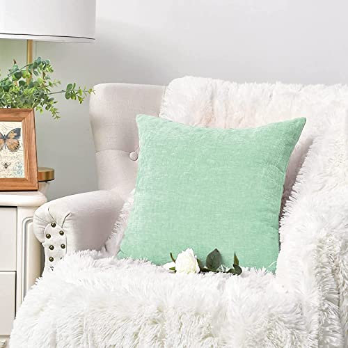 2er-Pack Komfort-Kissenbezüge, Sofa, Heimdekoration, einfarbig, Flecken, weiches Chenille,graue Jade,20 X20