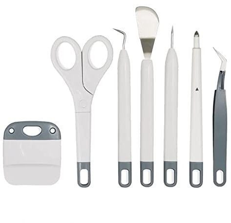 Plotter Zubehör,Vinyl Jäten Werkzeug, Basiswerkzeuge Plotter Set für Cricut, Silhouetten, Schriftzüge, Schneiden, Spleißen, 7 Stück,Grau