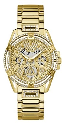 Guess US Women's Gold-Tone Crystal Multifunction Watch