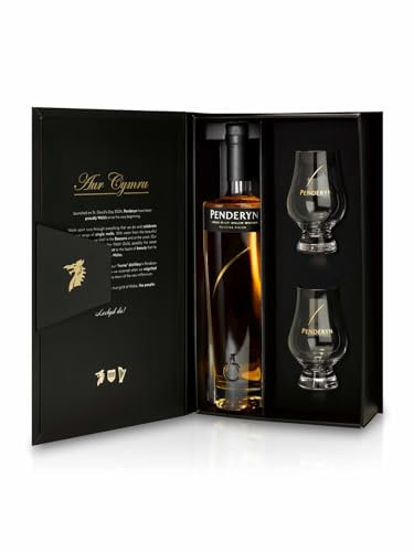 PENDERYN - Madeira Coffret 2 verres - Single Malt Whisky - 46% Alcool - Origine : Pays de Galles - Bouteille 70 cl