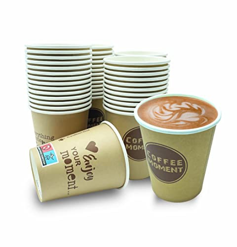 CLEARFEE Premium Einweg Kaffeebecher Pappbecher Einwegbecher 200ml 0,2l 8oz, Coffee Kaffee to go Deckel (100 Becher)